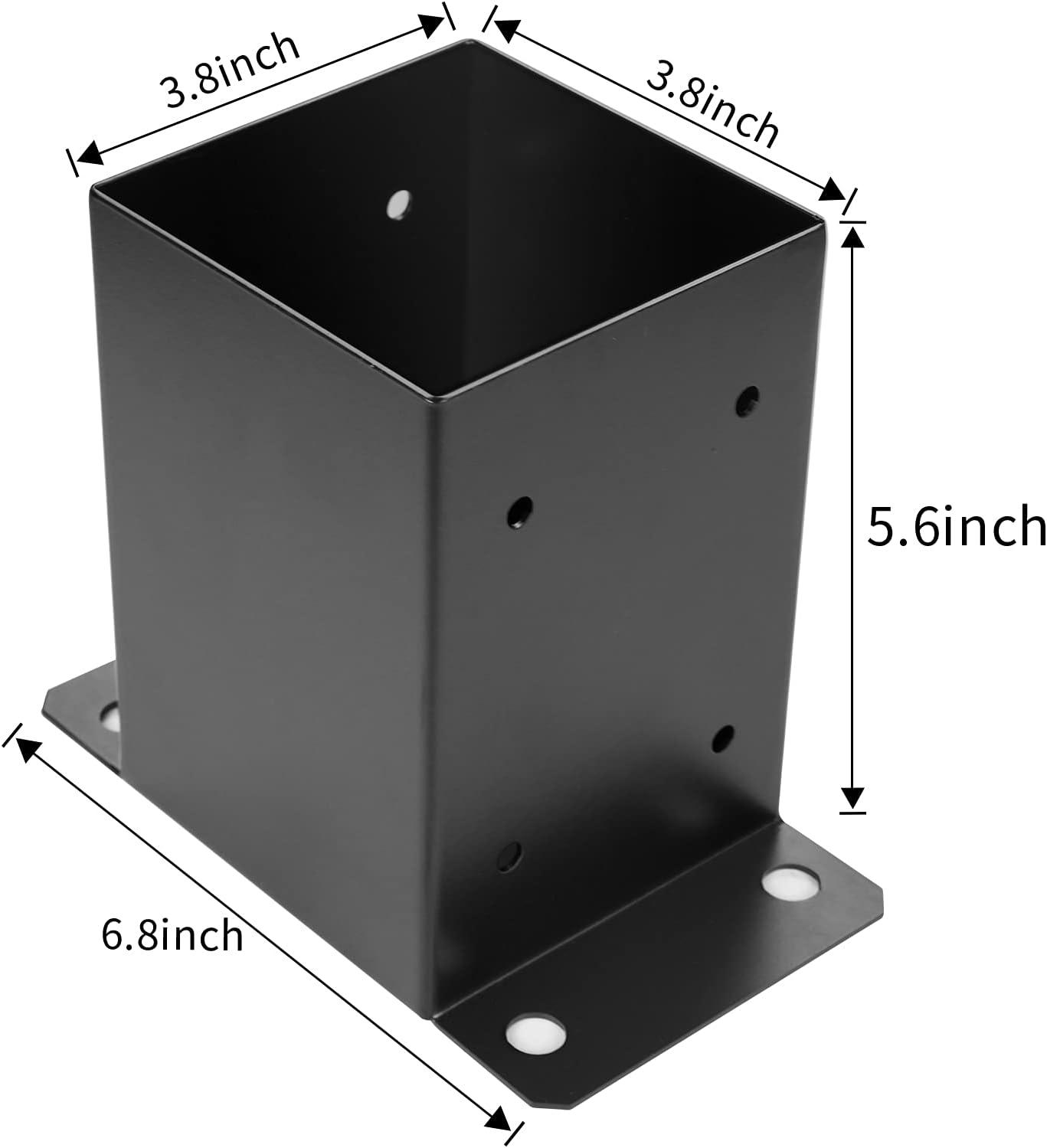 Heavy Duty Black Metal 4x4 Deck Post Base Brackets