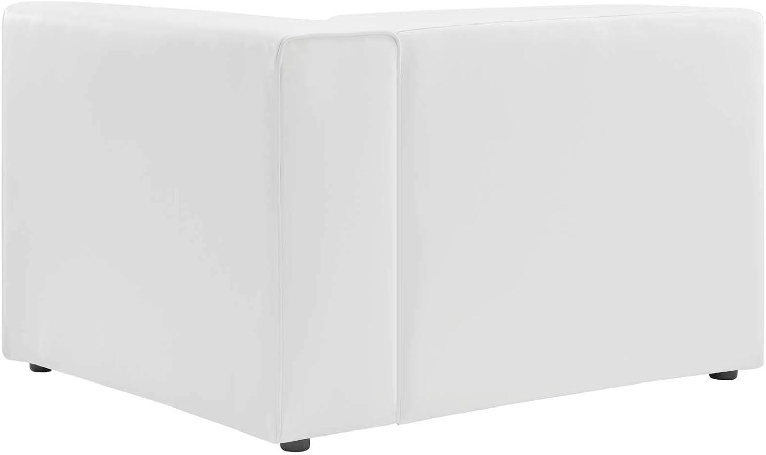 Modway Mingle Vegan Leather Right Armchair White: Modern Faux Leather, No Assembly, Wood Frame