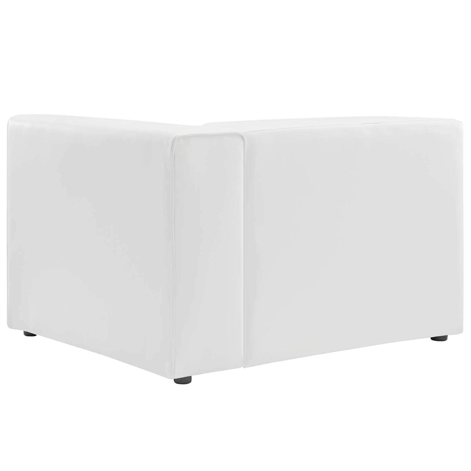 Modway Mingle Vegan Leather Right Armchair White: Modern Faux Leather, No Assembly, Wood Frame