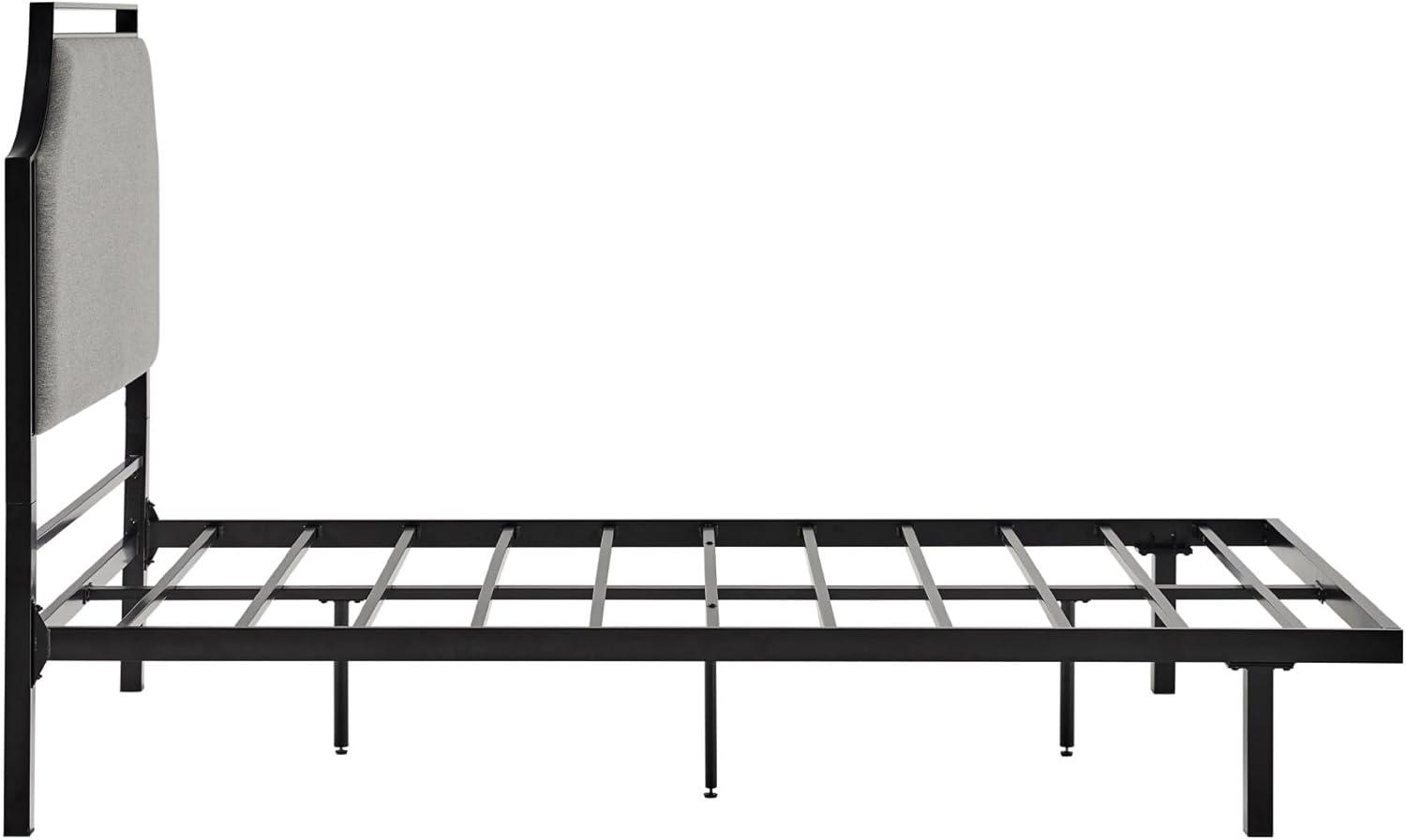 Walker Edison Traditional Metal Upholstered Queen Bedframe, Gray