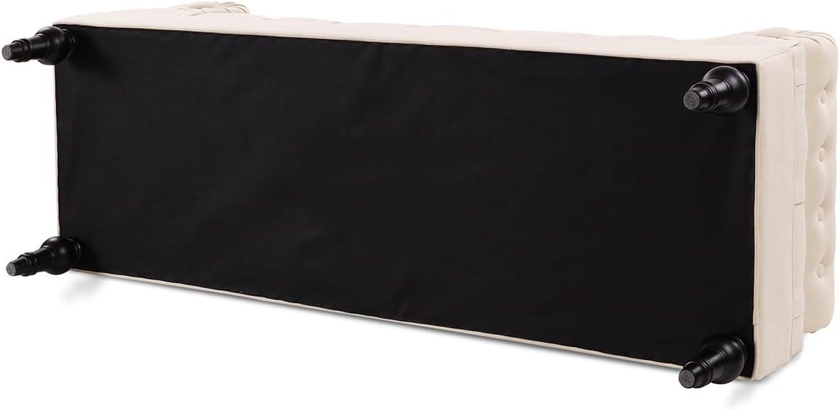 Lewis Bolster Arm Entryway Polyester Cream Bench