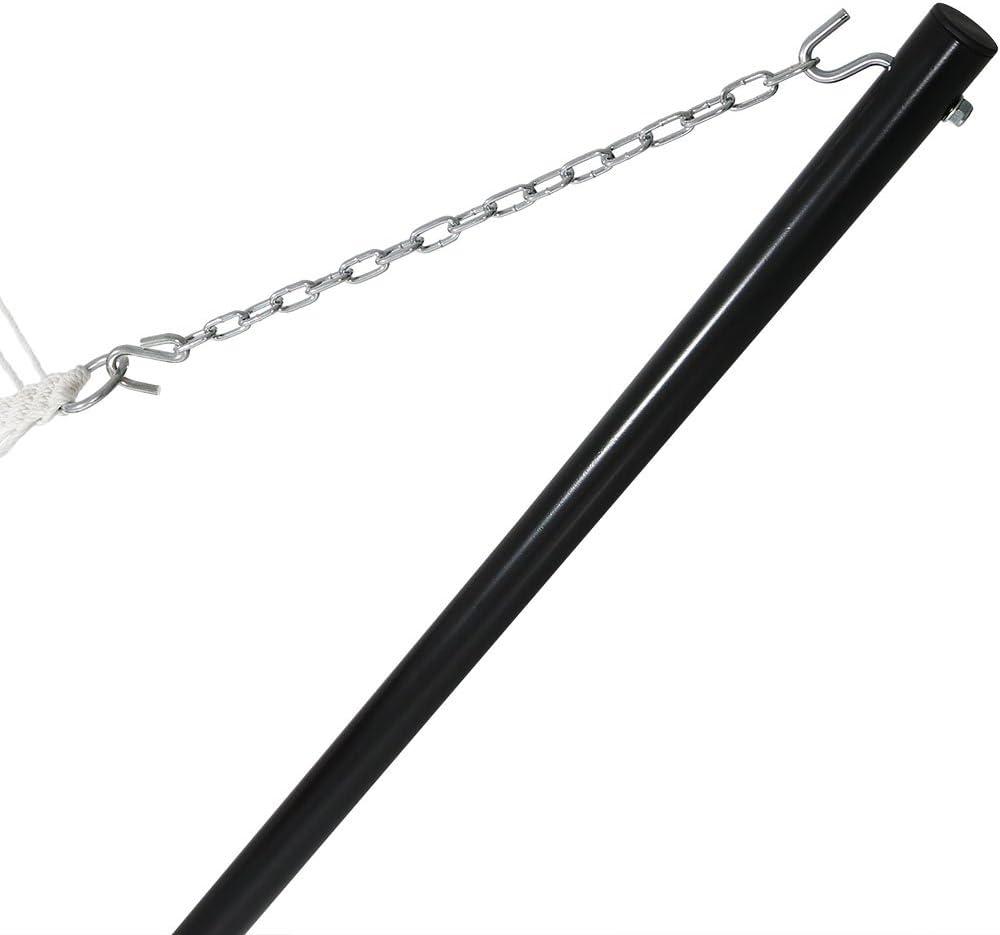 Sunnydaze 2-Person Freestanding Quilted Fabric Spreader Bar Hammock with Detachable Pillow and Stand - 400 lb Weight Capacity/15' Stand - Red Stripe