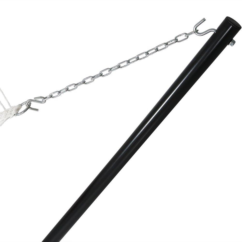 Sunnydaze 2-Person Freestanding Quilted Fabric Spreader Bar Hammock with Detachable Pillow and Stand - 400 lb Weight Capacity/15' Stand - Red Stripe