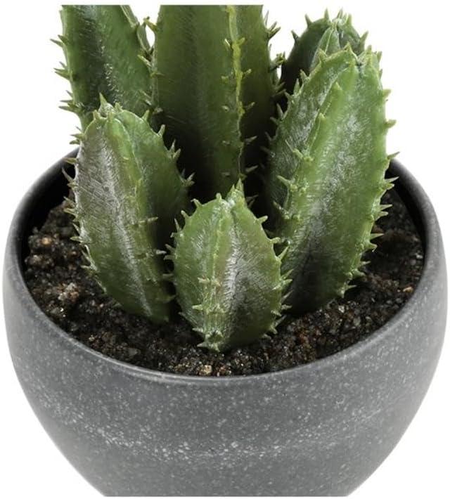 Benjara Artificial Succulents Silk Plant Indoor Set of 3, Green, Gray Cement