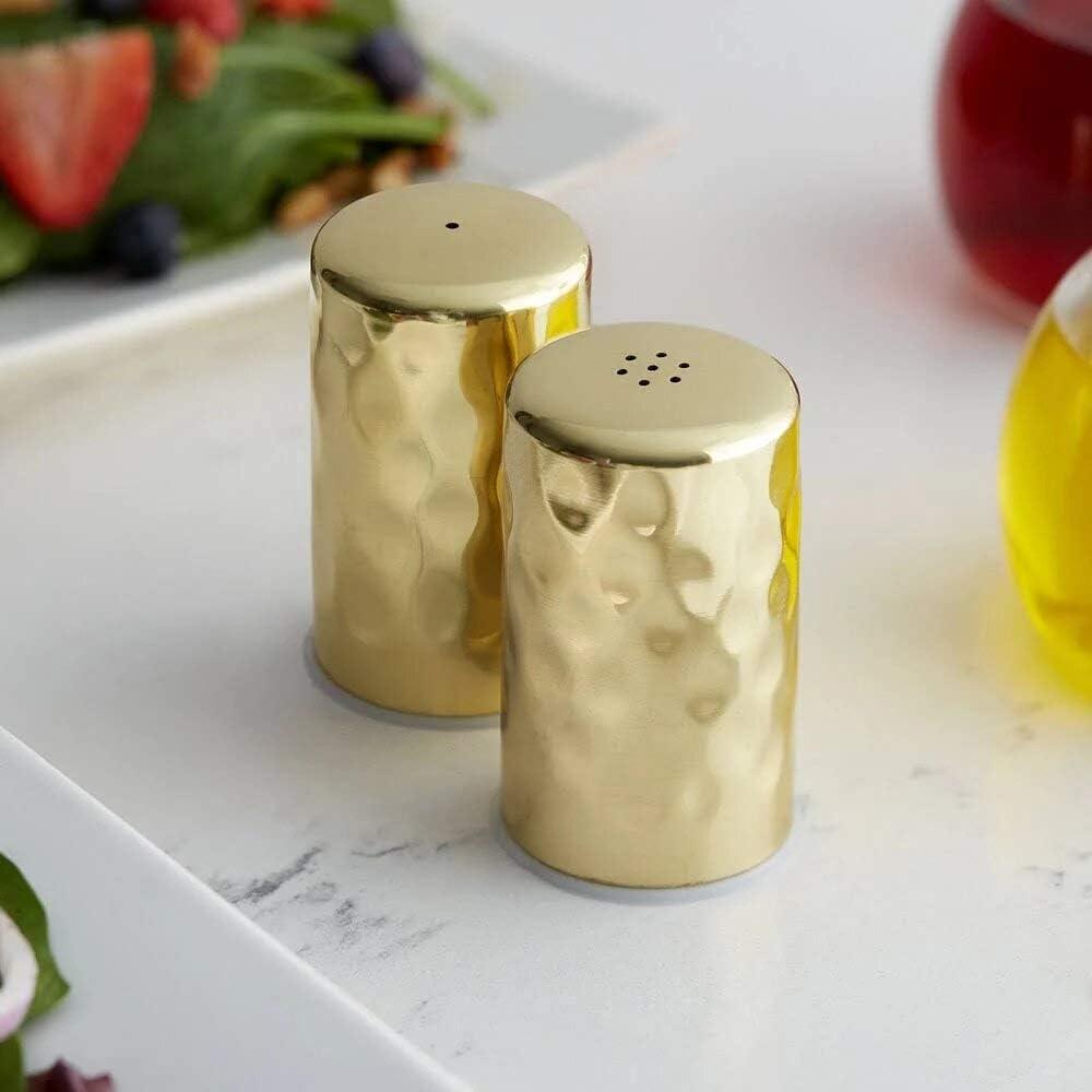 American Metalcraft GHSP2 Hammered Salt & Pepper Shaker Set, Gold, 2-Ounces Each