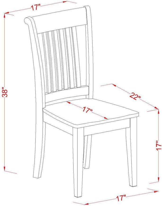 East West Furniture, Portland slat back chair for kitchen with Fabric seat