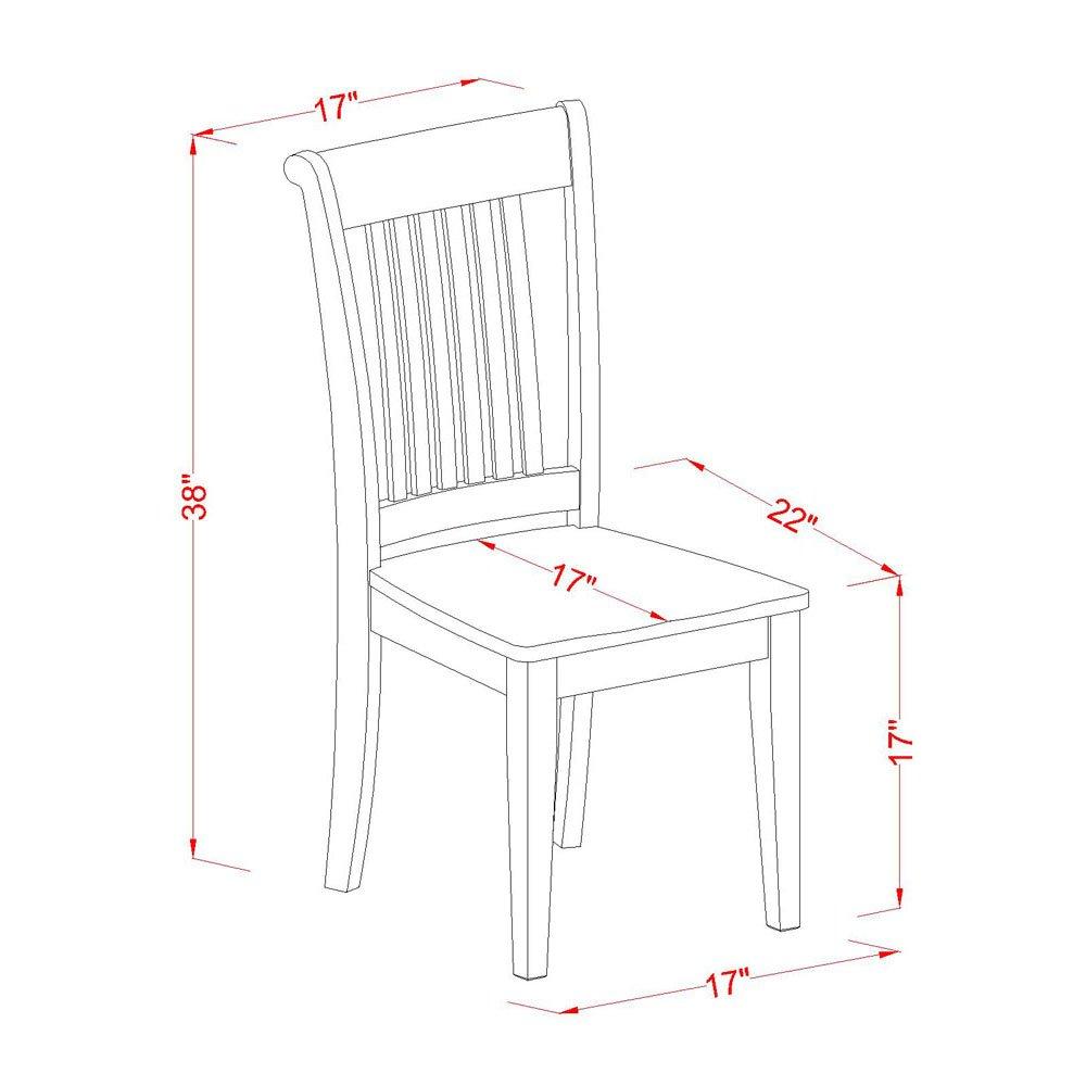 East West Furniture, Portland slat back chair for kitchen with Fabric seat