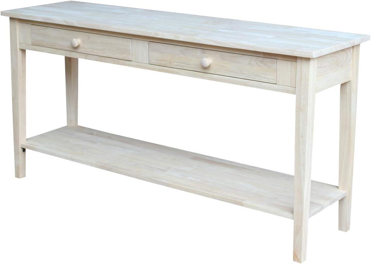 International Concepts 48" Spencer Console Server Table Light Brown: Hardwood Frame, Fixed Shelf Storage