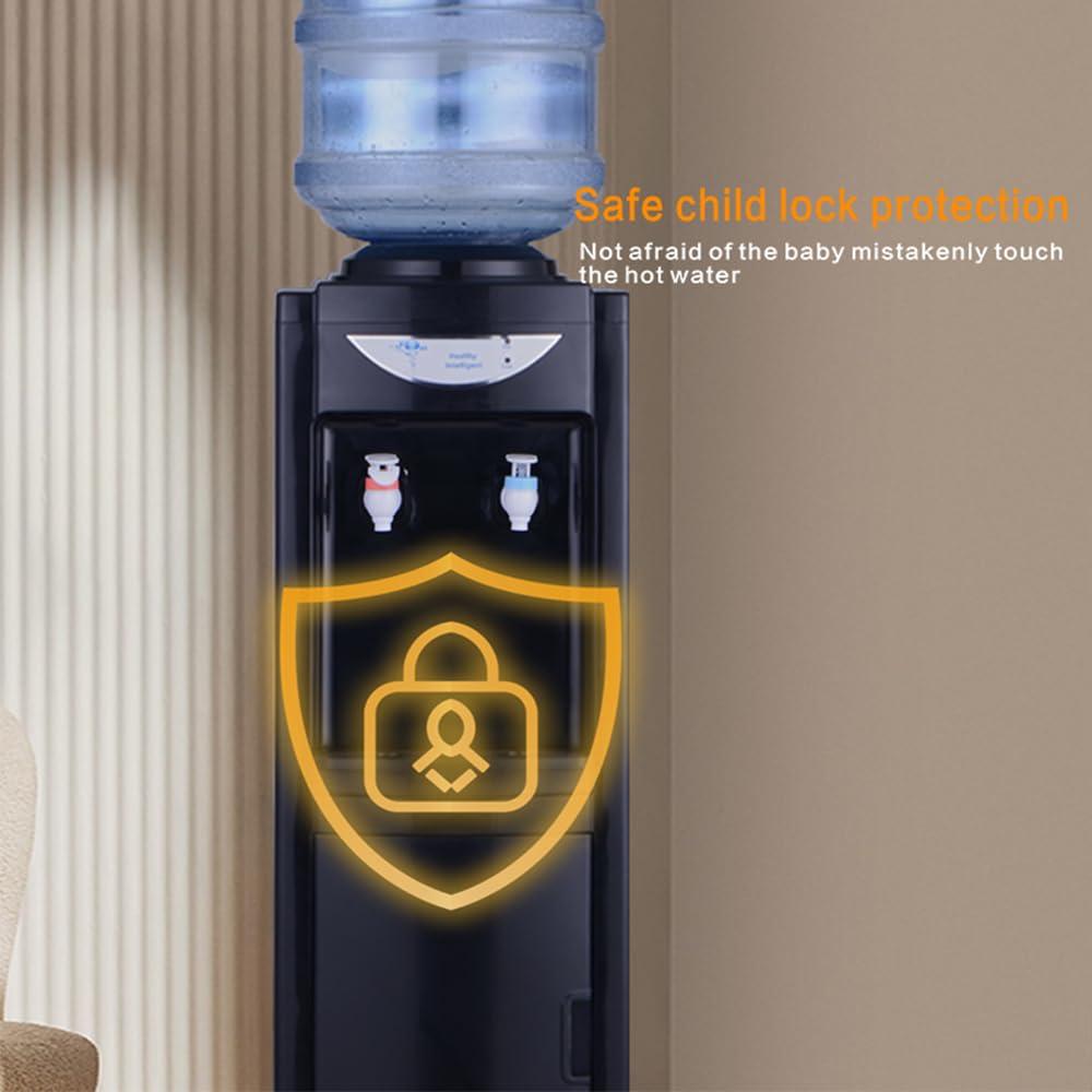 Hot & Cold Top Loading Water Dispenser, 5 Gallon Water Cooler Dispenser with Child Safety Lock, Removable Drip Tray and Storage Cabinet, Ideal for Home Office Use, White