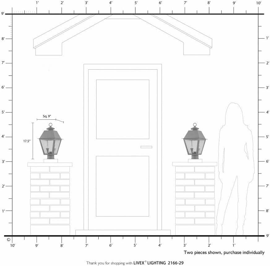 Black Brass Outdoor Post Lantern with Seeded Glass