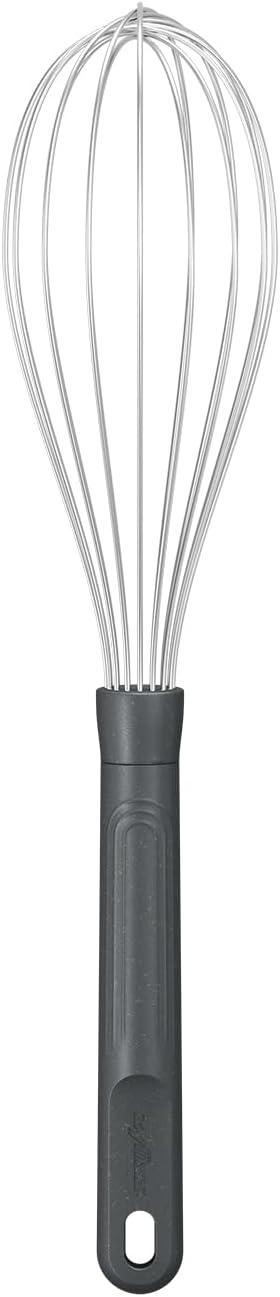 Large Beluga Grey Stainless Steel Balloon Whisk with Wheatstraw Handle