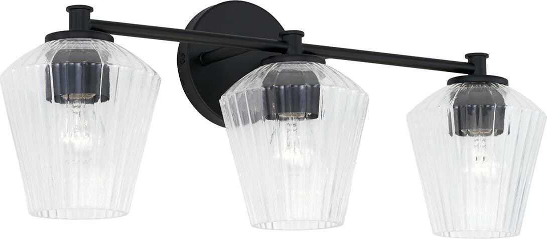 Aged Brass and Clear Glass 3-Light Vanity Fixture