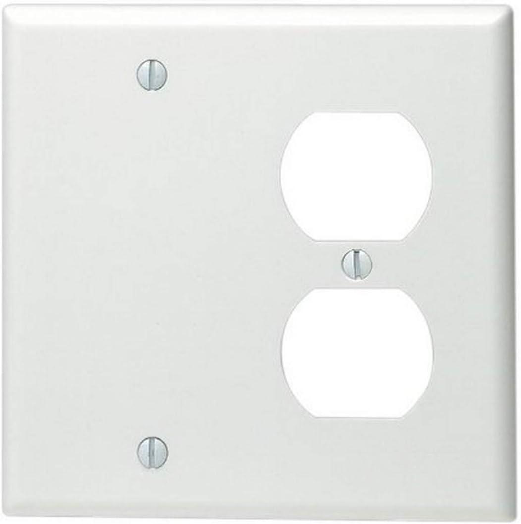 Leviton White 2 gang Thermoset Plastic Blank/Duplex Wall Plate 1 pk