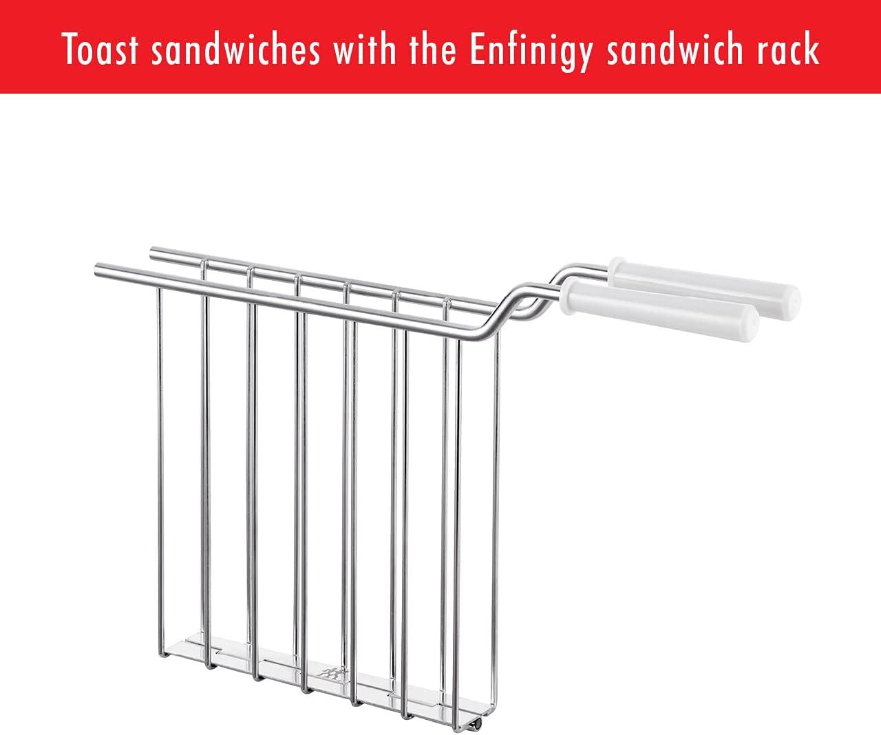 ZWILLING Enfinigy, 2-Slice Toaster, Extra Wide 1.5" Slots for Bagels and Toast, Silver