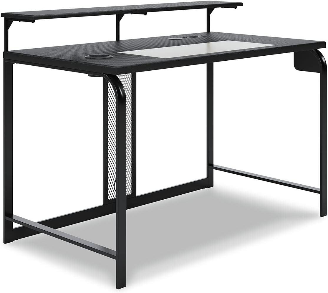 Lynxtyn 49.5" Black Contemporary Desk with USB and Cup Holder