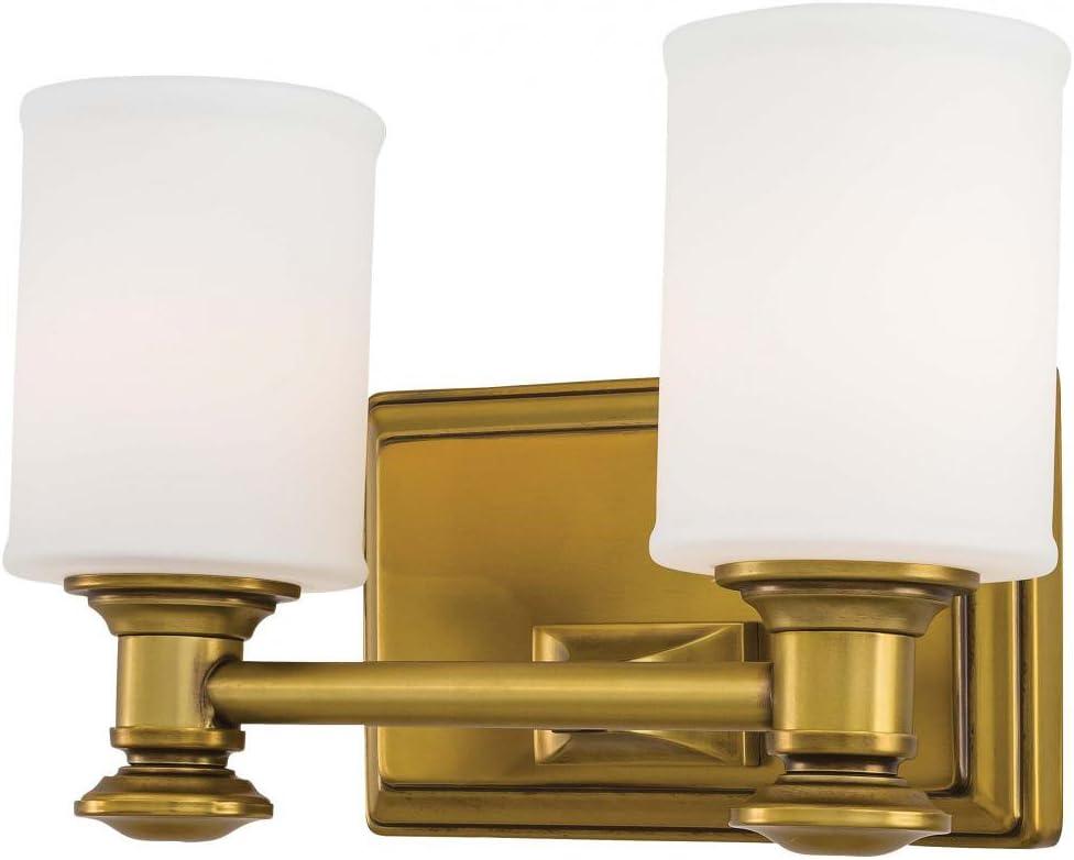 Harbour Point Liberty Gold 2-Light Bathroom Vanity with Opal Glass