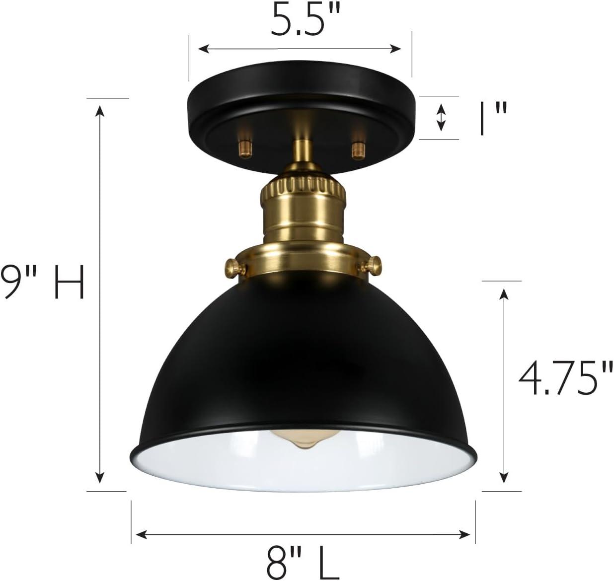 Savannah Matte Black and Chrome Farmhouse Semi-Flush Ceiling Light