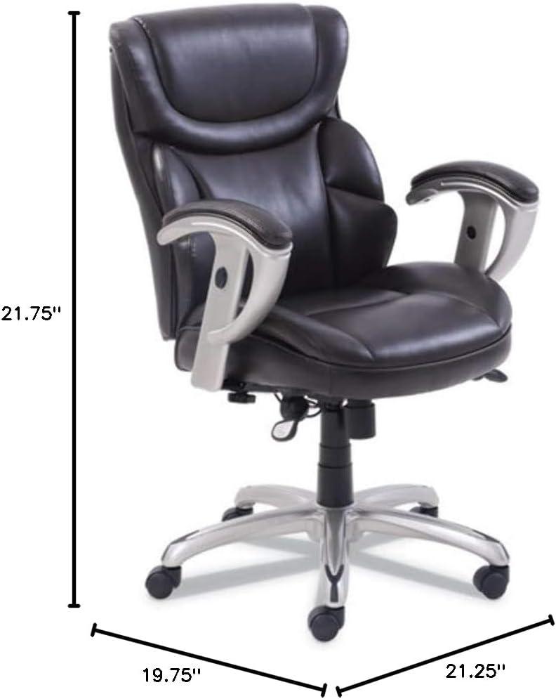 SertaPedic 49711BRW 18.75 in. to 21.75 in. Seat Height Supports Up to 300 lbs. Emerson Task Chair - Brown Seat/Back, Silver Base