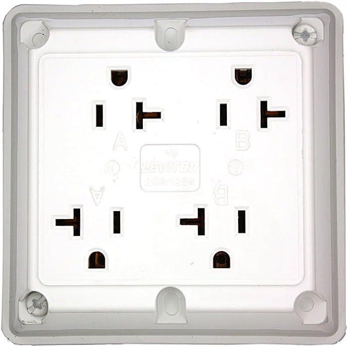 Leviton 21254-W 4-In-1 Quad Receptacle Industrial Grade 5-20R 20A 125V - White