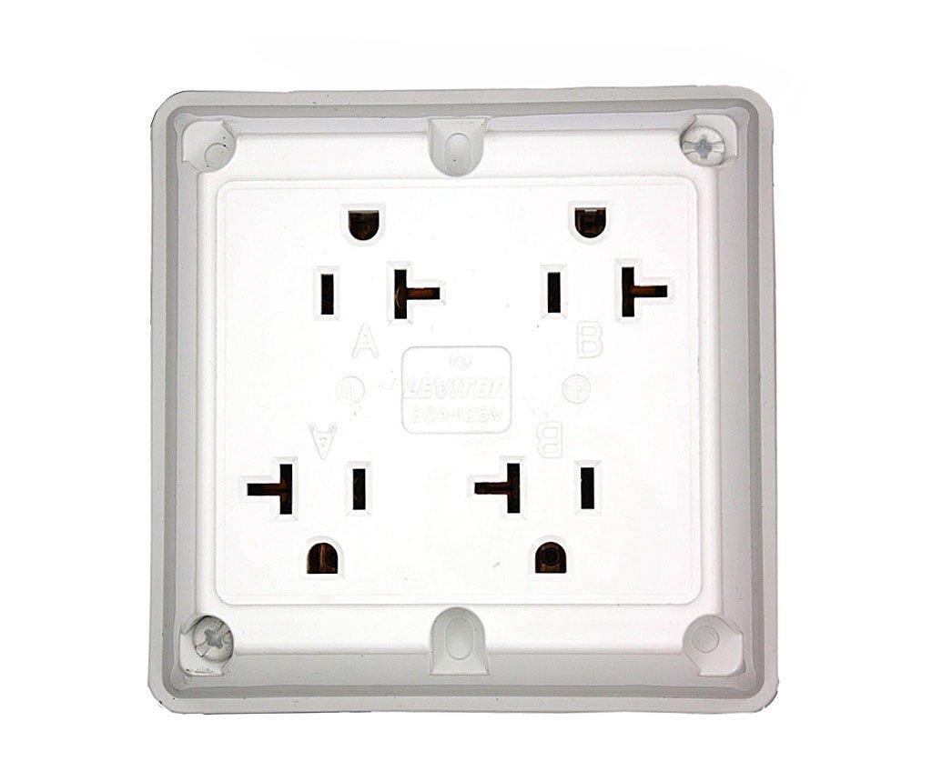 Leviton 21254-W 4-In-1 Quad Receptacle Industrial Grade 5-20R 20A 125V - White