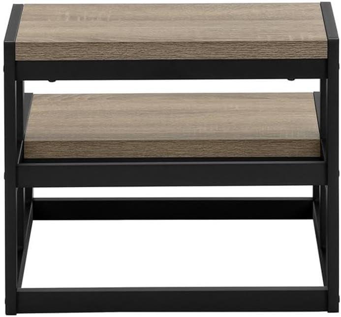 Monarch Specialties Ladder Step Stool Bedroom Kitchen Black Metal Dark Taupe Laminate Contemporary