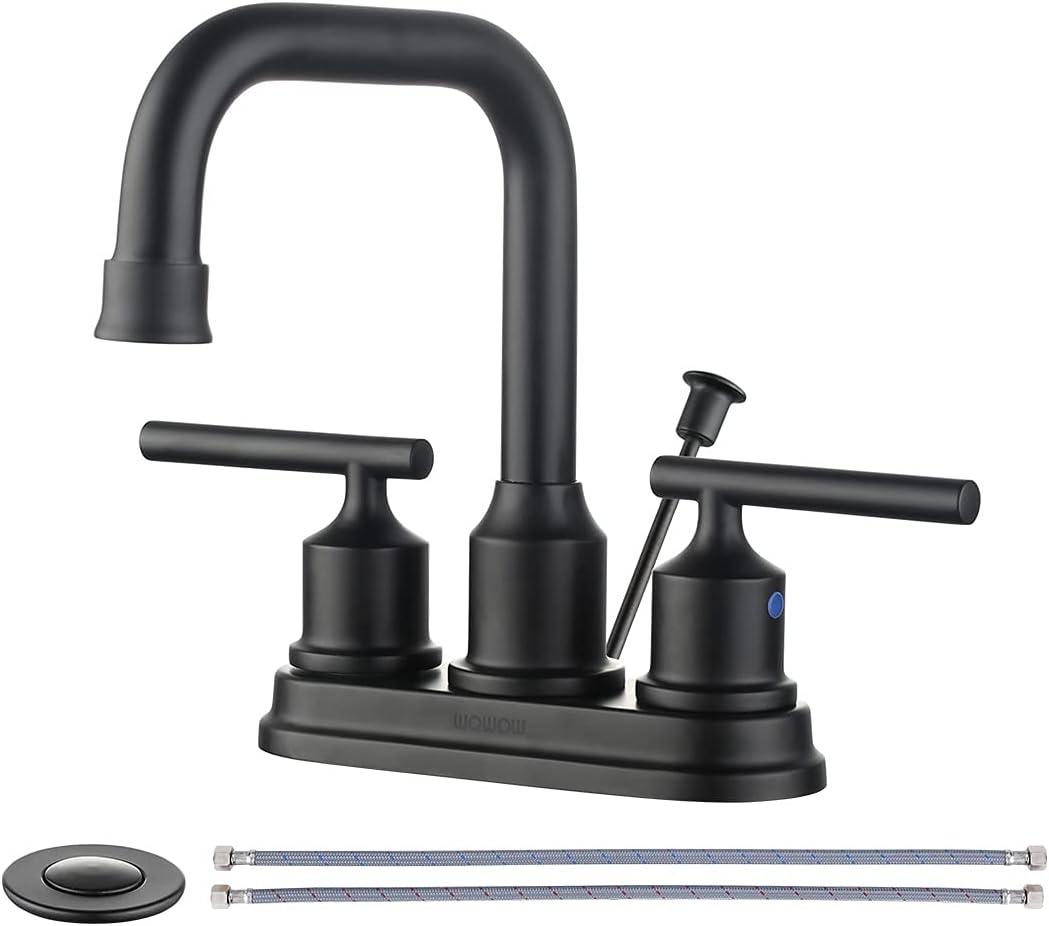 Centerset 2-handle Bathroom Faucet with Drain Assembly