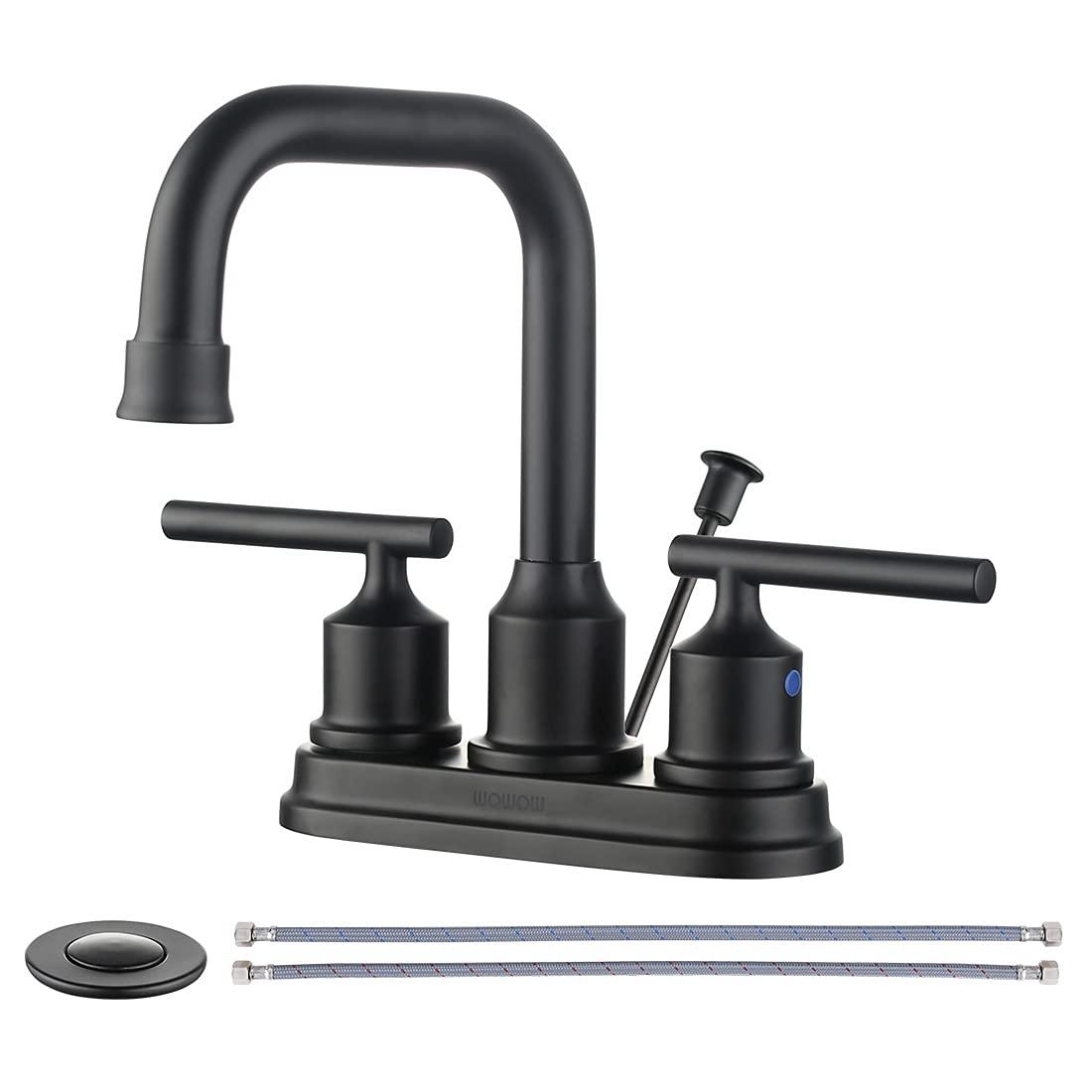 Centerset 2-handle Bathroom Faucet with Drain Assembly