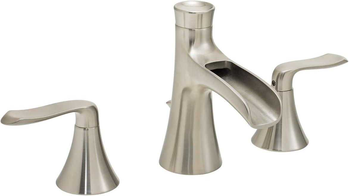 Brushed Nickel Widespread Waterfall Bathroom Faucet