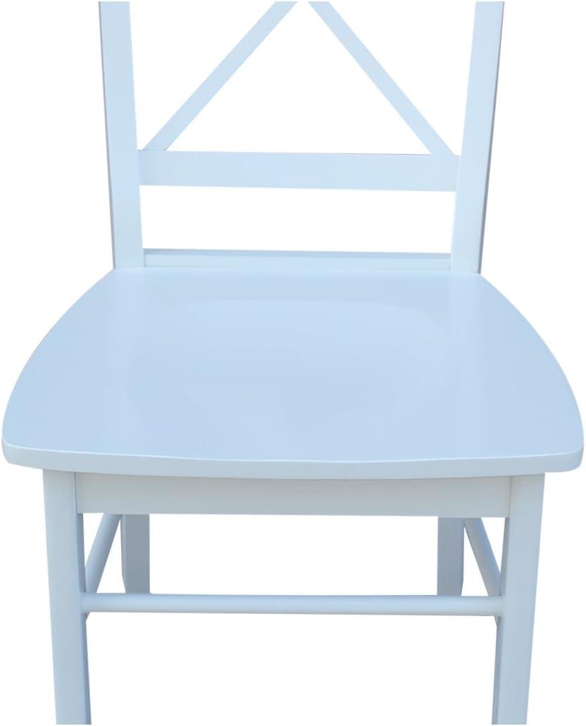 White High Cross Back Solid Wood Side Chair