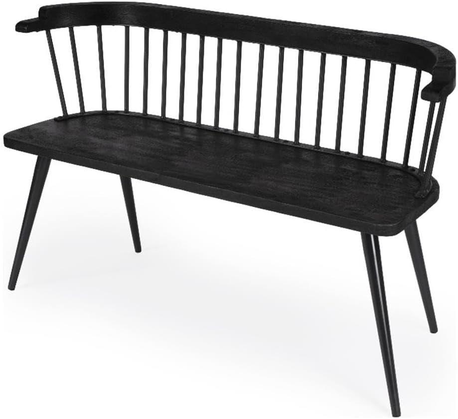 Black Mango Wood and Iron Spindle Back Bench