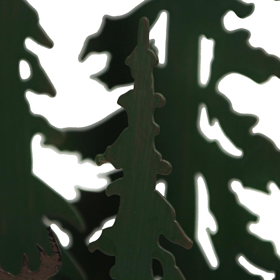 Zeckos Deer in the Woods Rustic Metal Accent Lamp-7 watt bulb