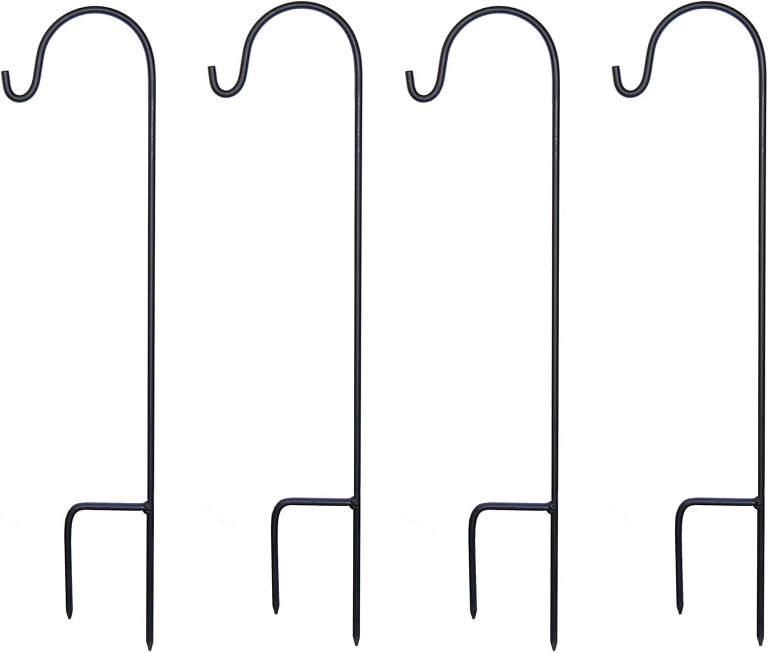 Black Powder-Coated Steel 18" Shepherd's Hooks - Set of 4