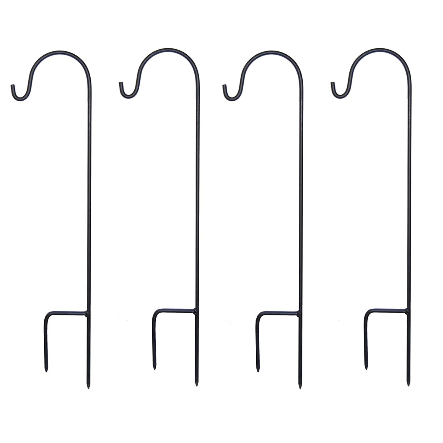 Black Powder-Coated Steel 18" Shepherd's Hooks - Set of 4