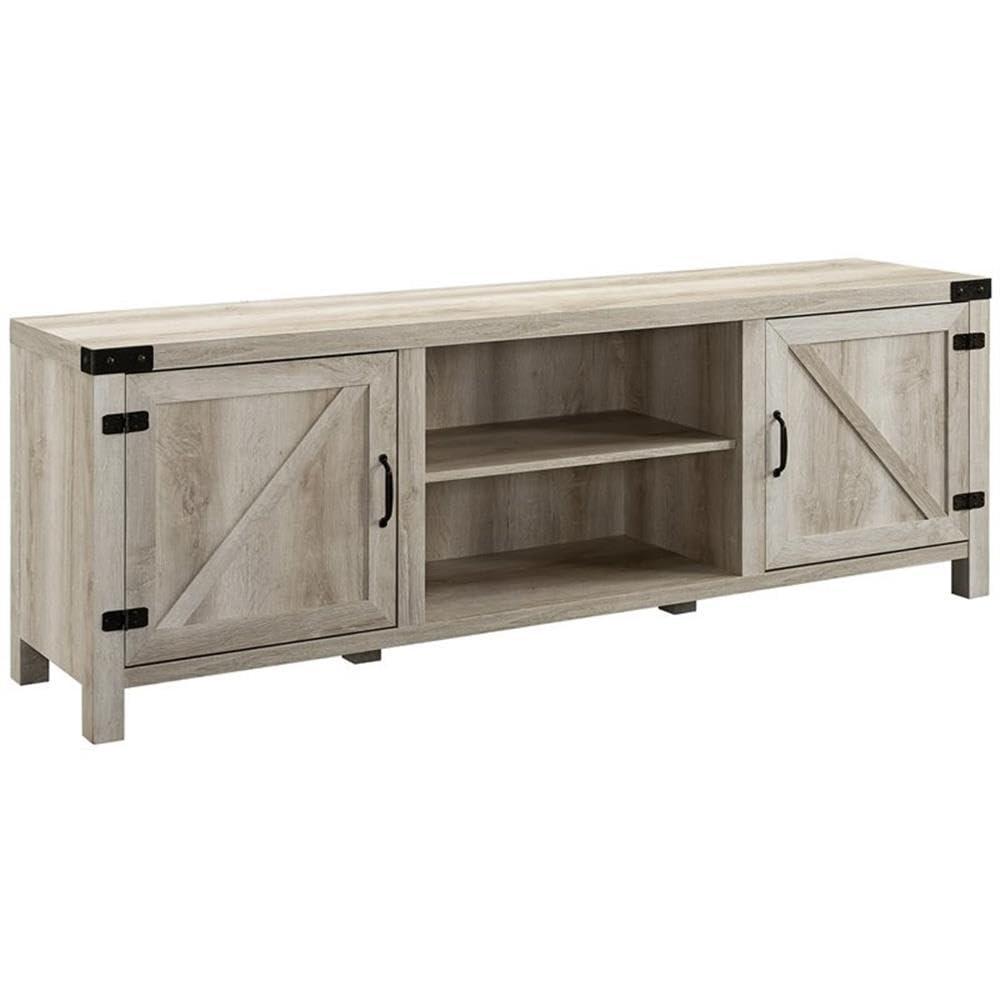 Home Square 4 Piece Set with TV Stand, Coffee Table and 2 End Tables in Oak
