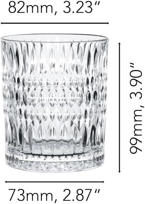 Ethno 10 oz Transparent Crystal Whiskey Tumblers, Set of 4