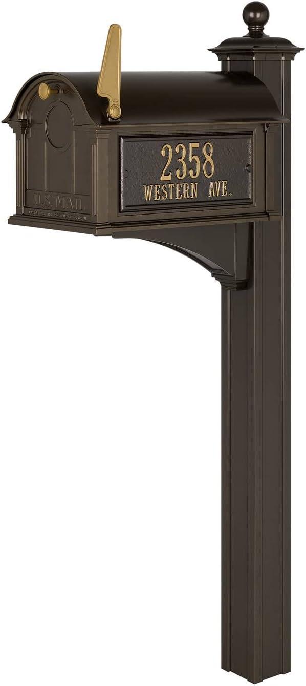 Balmoral Bronze Aluminum Lockable Large Mailbox with Post