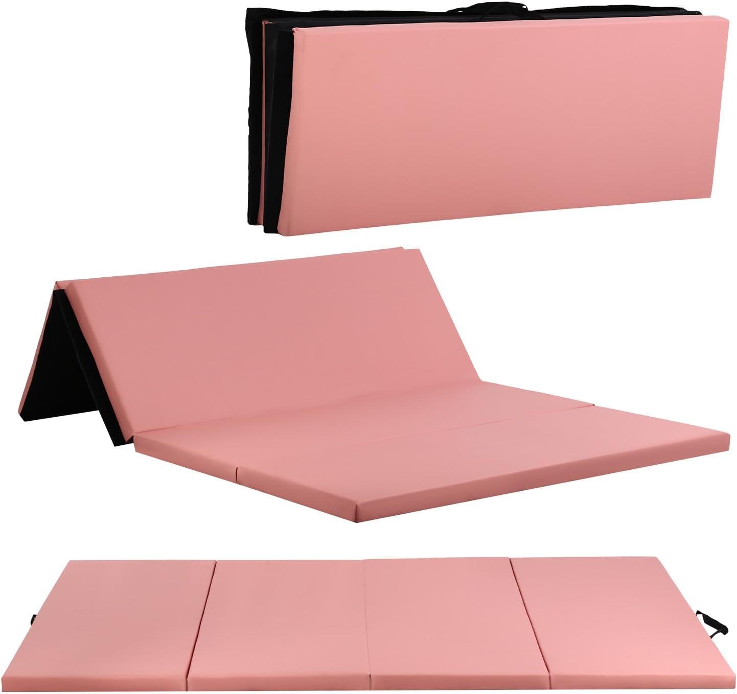 PayLessHere Gymnastics Mat - Folding Gymnastic Mat for Tumbling, Stretching, Yoga & Arts - Thick PU Leather - Indoor/Outdoor