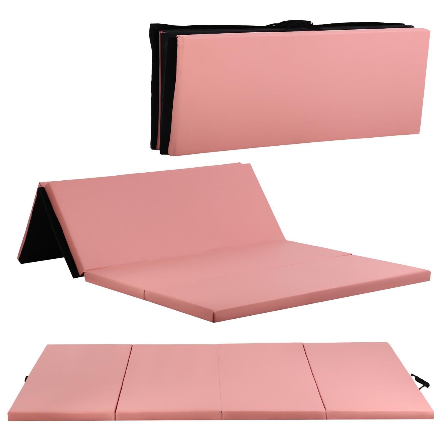 PayLessHere Gymnastics Mat - Folding Gymnastic Mat for Tumbling, Stretching, Yoga & Arts - Thick PU Leather - Indoor/Outdoor