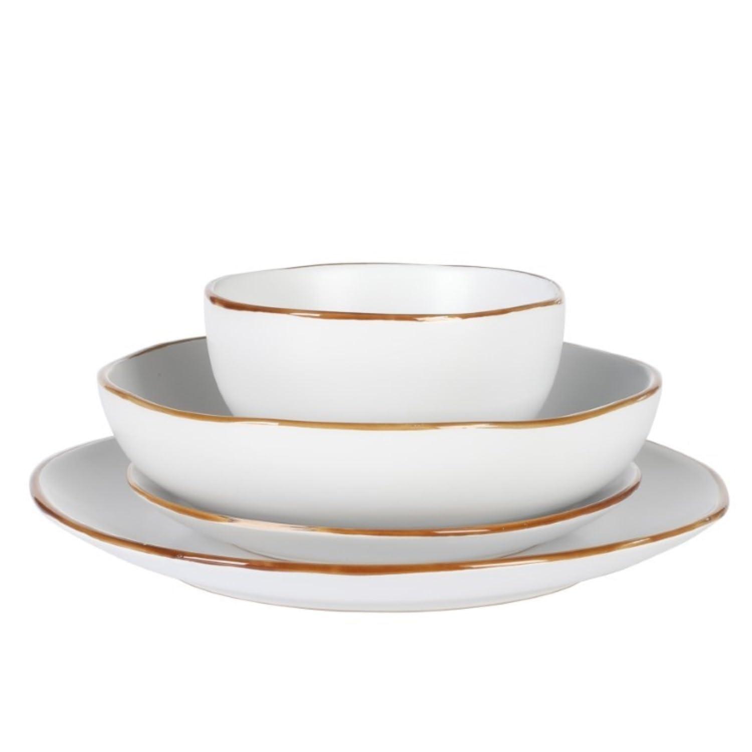 Gibson Home Gibson Home Hazeltine 16 Piece Plates and Bowls Dishes Stoneware Dinnerware Set