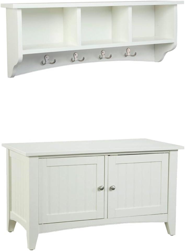 Shaker Cottage Storage Coat Hook with Cabinet Bench Set - Alaterre Furniture
