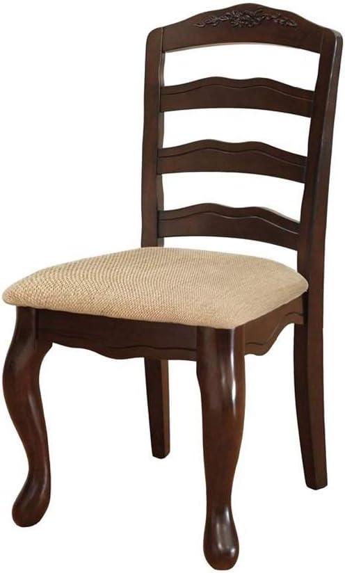 Townsville Dark Walnut Upholstered Ladderback Side Chair Set