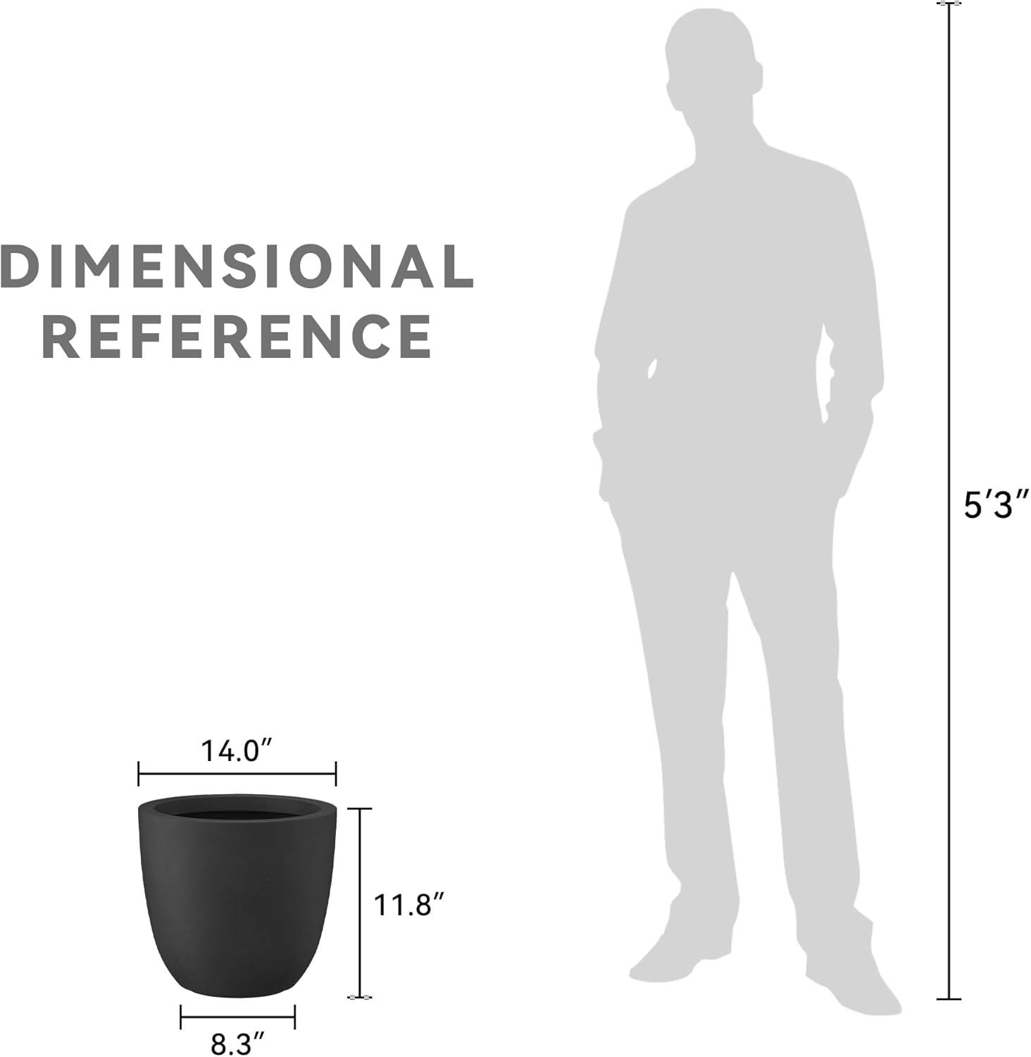 Set of 3 17" Kante Seamless Concrete Planters for Patio & Garden - Rosemead Home & Garden, Inc.