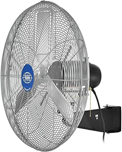 Deluxe Oscillating Wall Mount Fan, 24" Diameter, 1/2HP, 8,650CFM
