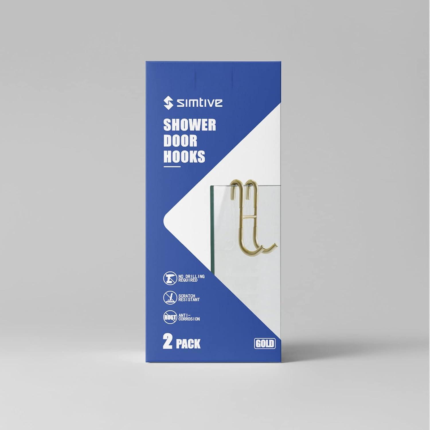 Gold Shower Door Hooks (2-Pack), Bathroom Hooks for Towel, Shower Door, Hanging Hooks, KZ-S-SHG-4 Gold