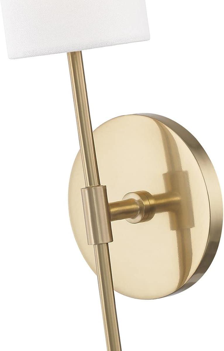 Elegant Aged Brass Outdoor Dimmable Wall Sconce with White Linen Shade