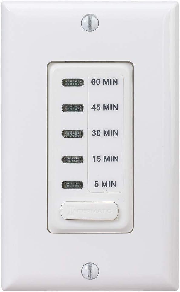 Intermatic EI205W 5/15/30/45/60 Minute Electronic in-Wall Countdown Auto-Off Timer, White