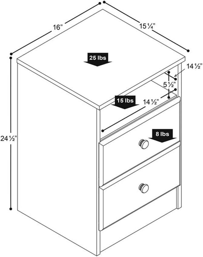 Prepac Astrid 2-Drawer Nightstand with Open Shelf, Drifted Gray