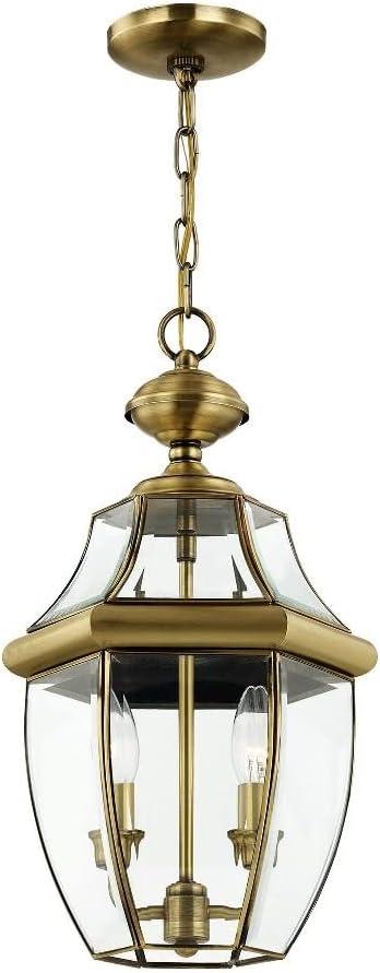 Monterey Polished Brass 2-Light Outdoor Pendant with Clear Beveled Glass