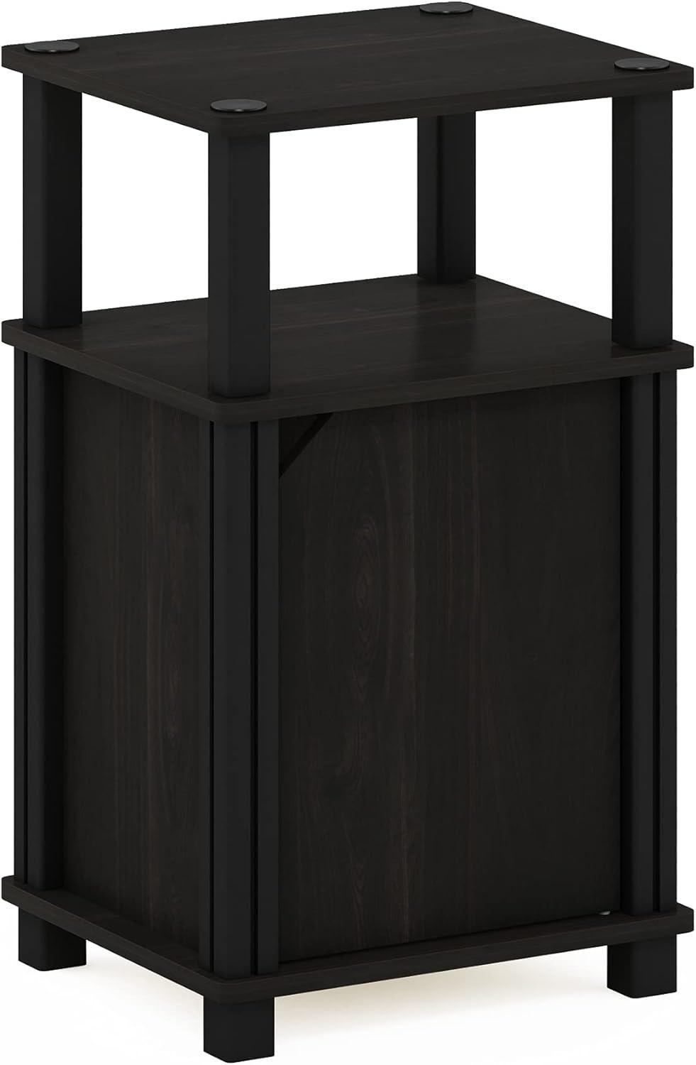 Espresso Black Square End Table with Storage and Rounded Edges