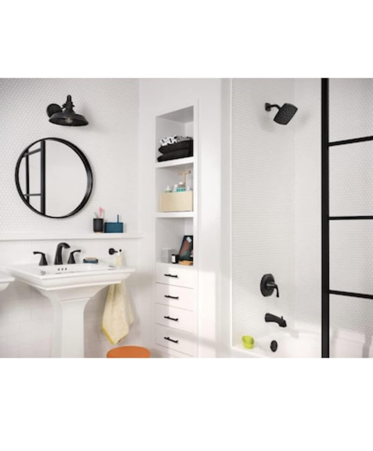 Moen Moen Lindor Matte Black Widespread 2-Handle Bathroom Sink Faucet with Drain Assembly 84504bl